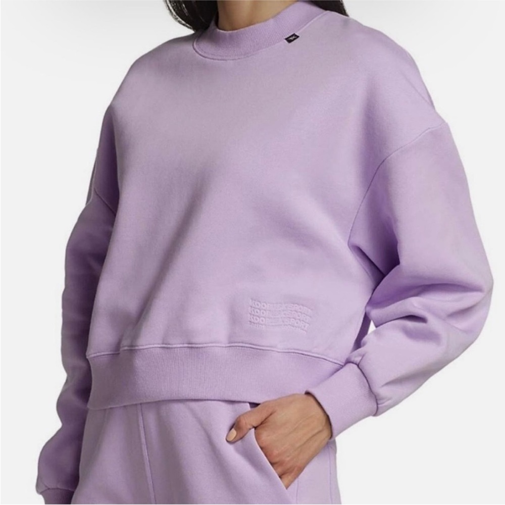 The Kooples x Sport Lilac Lavender Purple Slight Crop Embossed Logo Pullover